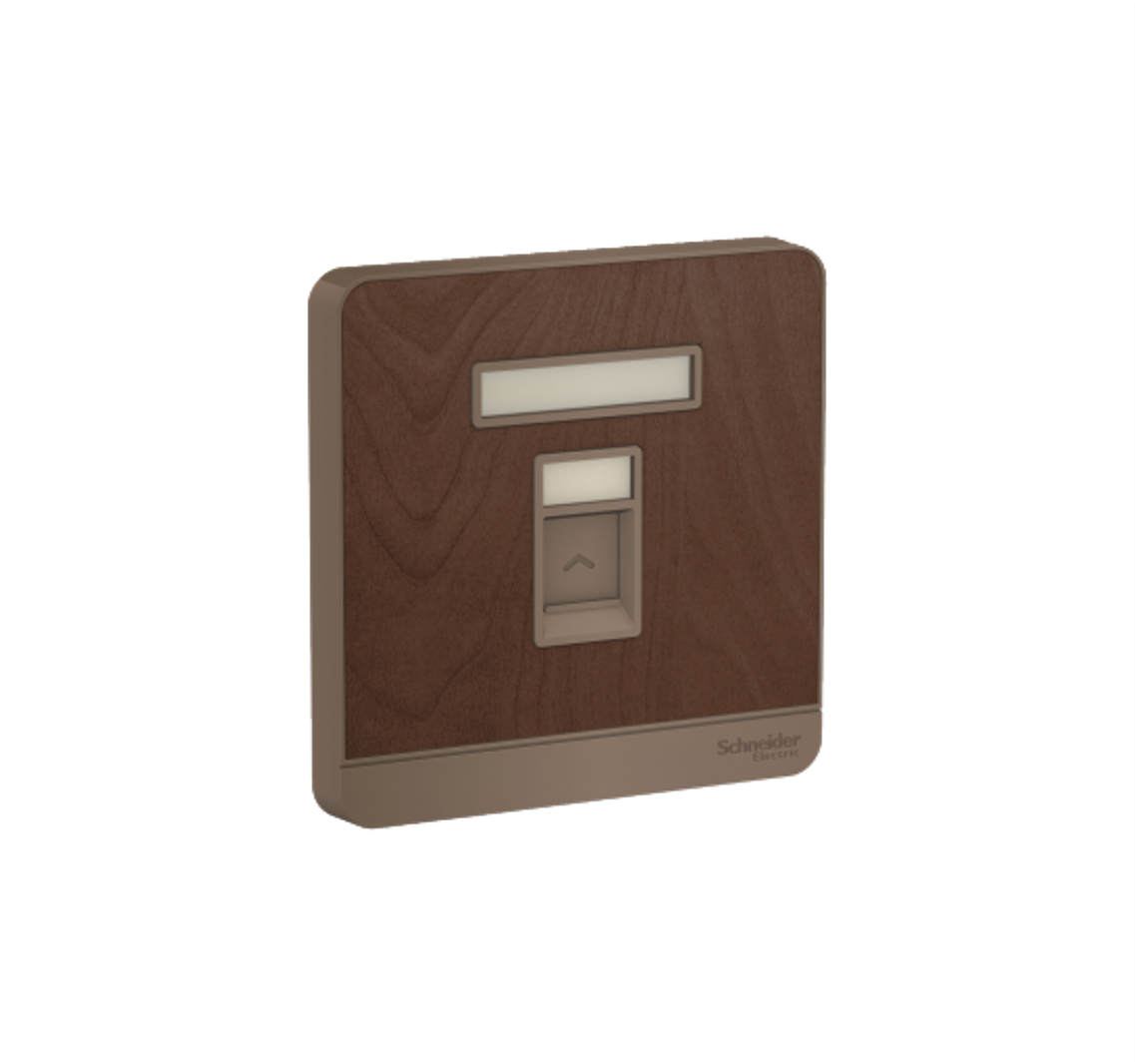 AvatarOn - 1 Gang Cat 6 Data Socket (Dark Wood)